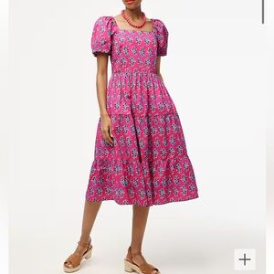 J.Crew Factory Tiered Midi dress with puff sleeves